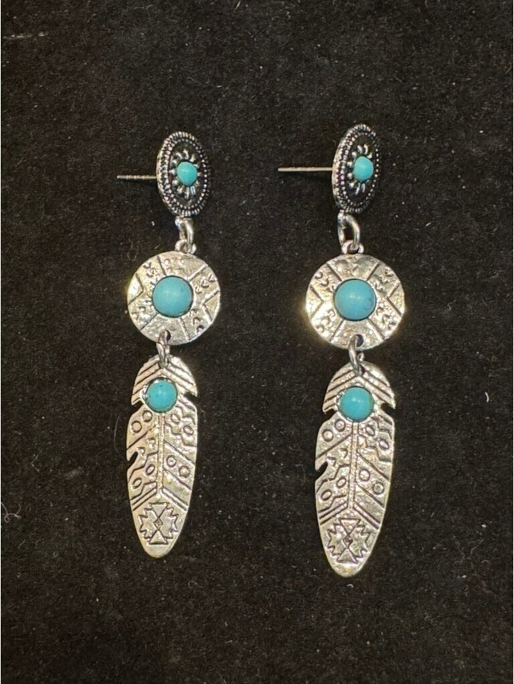 Turquoise Style Feather Drop Earrings